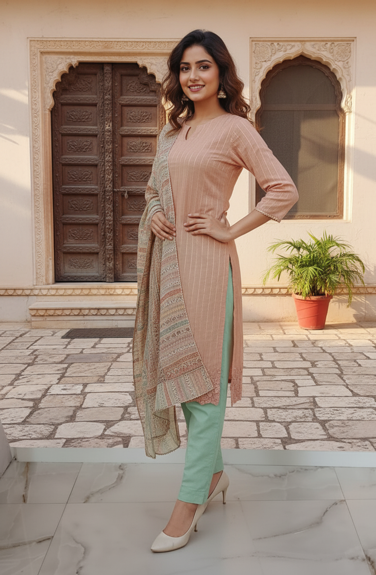 Nude Suit With Basil Pant - Image 3