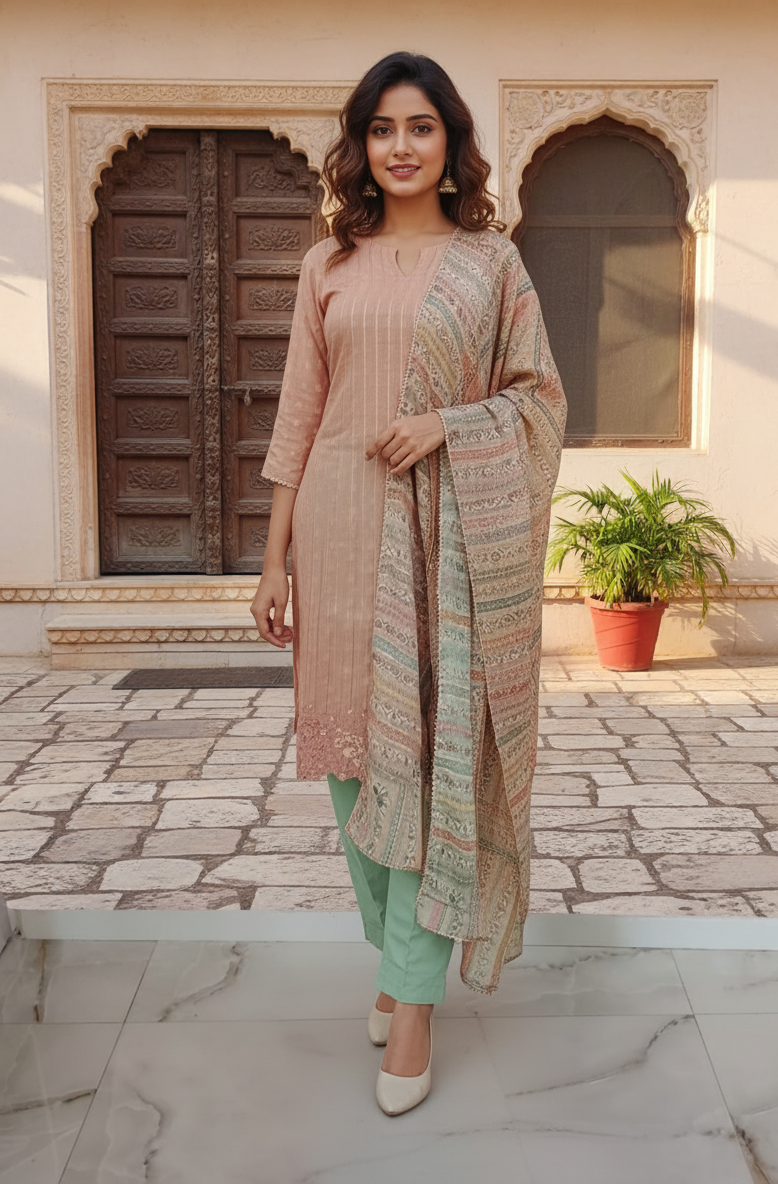 Nude Suit With Basil Pant - Image 4