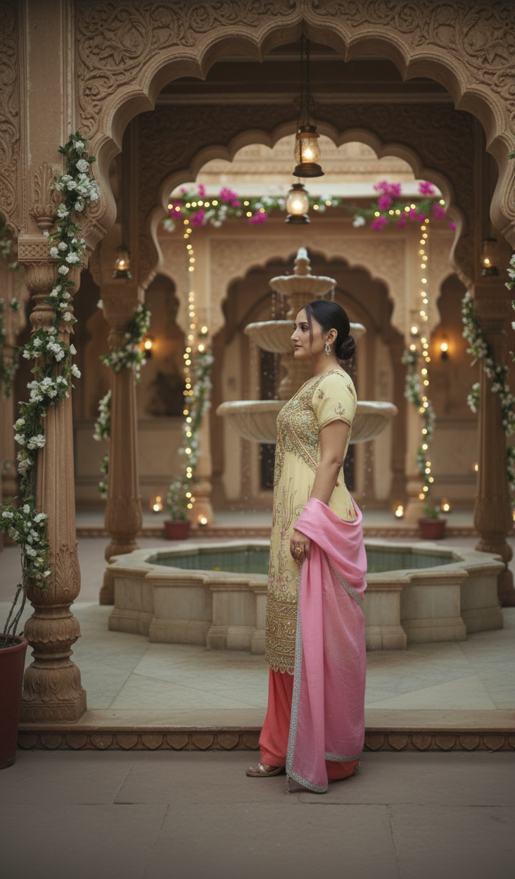 Pink And Golden Suit (Flower Pattern) - Image 3