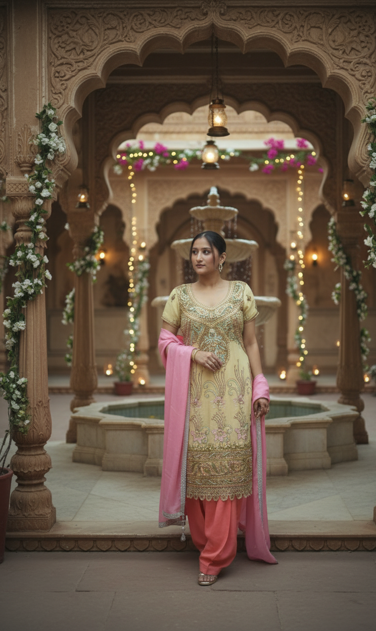 Pink And Golden Suit (Flower Pattern)