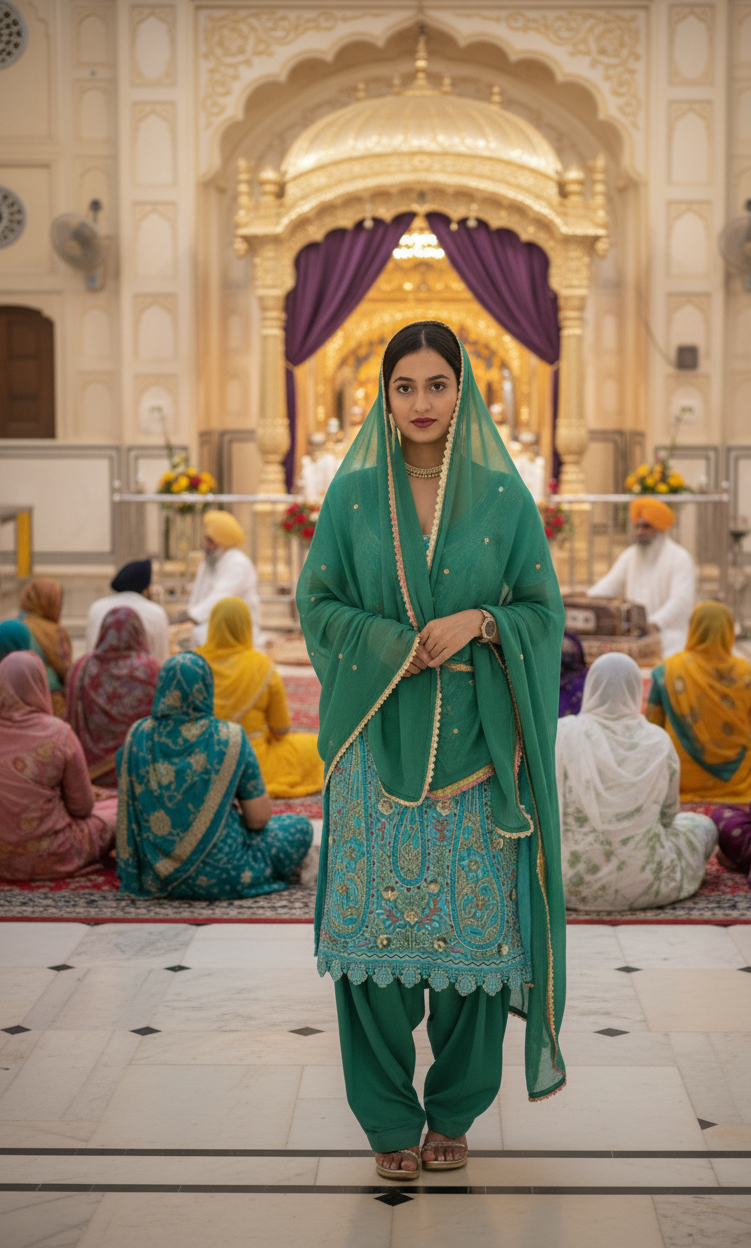 Blue Shirt Green Salwar - Image 2