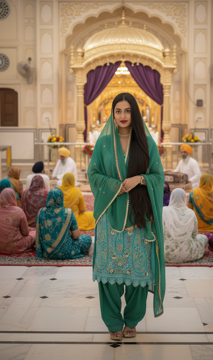 Blue Shirt Green Salwar - Image 3