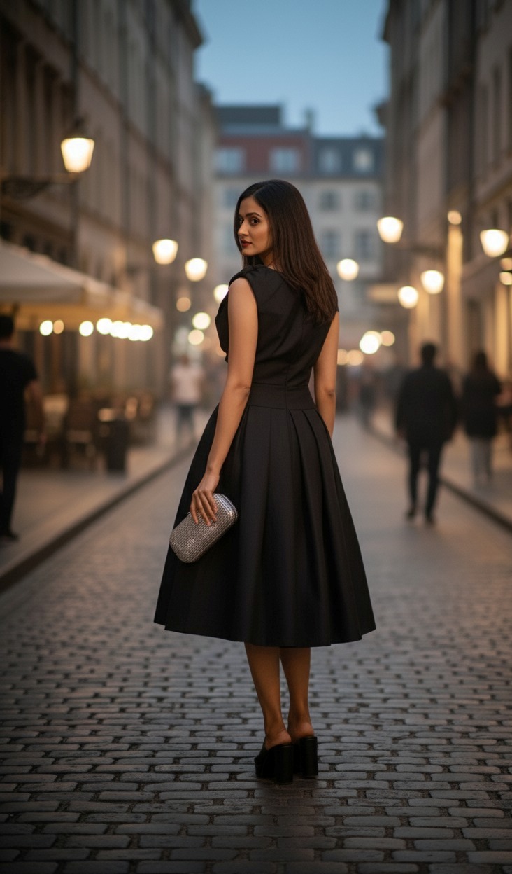 Black Dress V-neck - Image 4