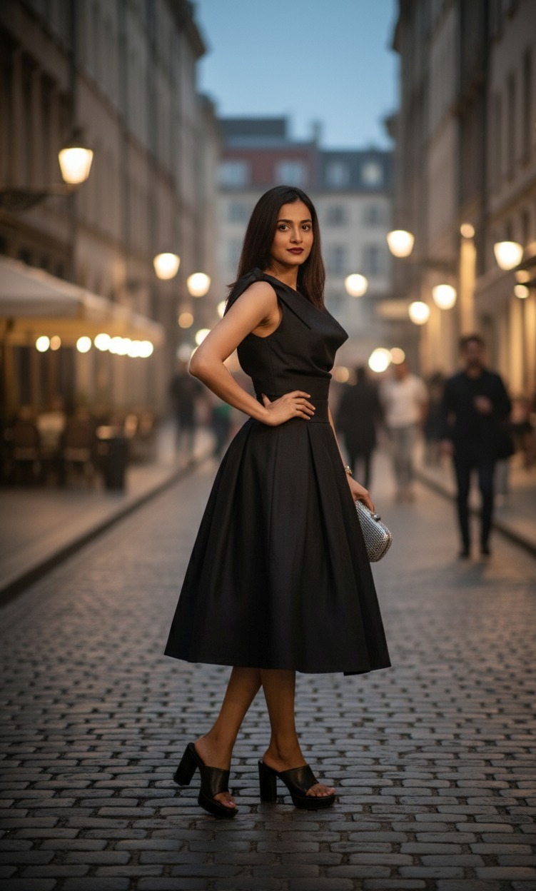 Black Dress V-neck - Image 3
