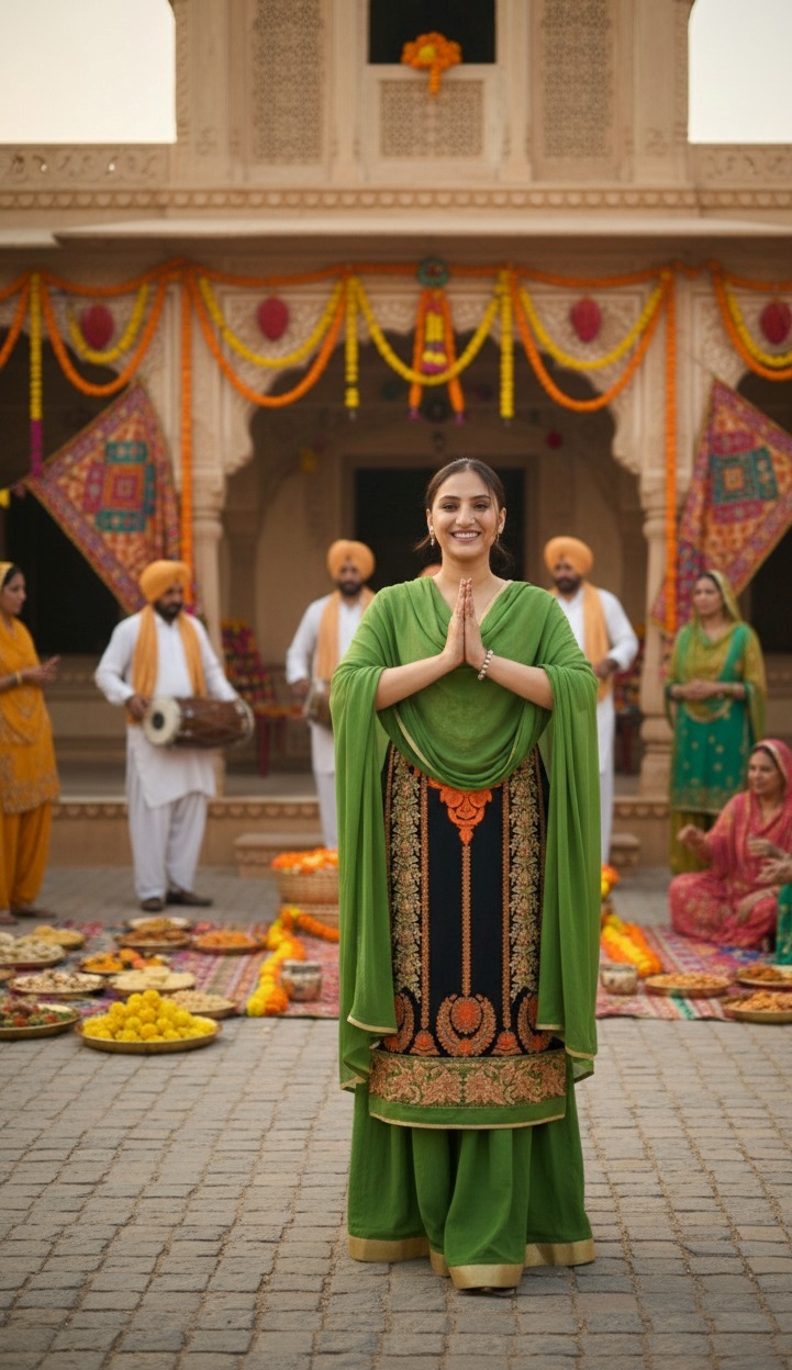 Blue Suit With Green Lehnga - Image 4