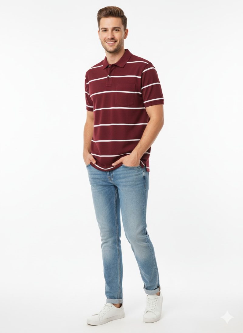 Maroon Lining Tshirt - Image 3