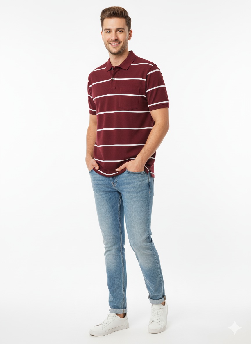Maroon Lining Tshirt - Image 3