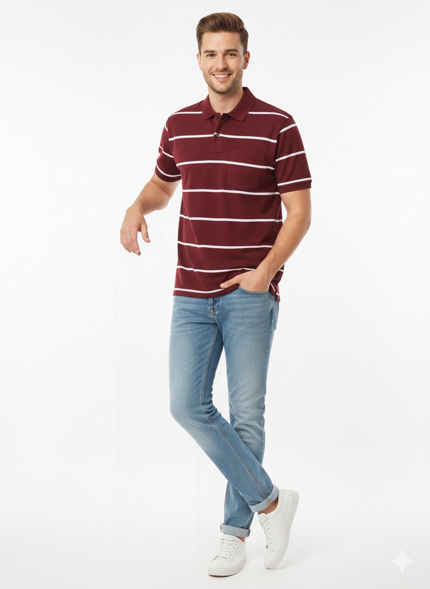 Maroon Lining Tshirt - Image 4