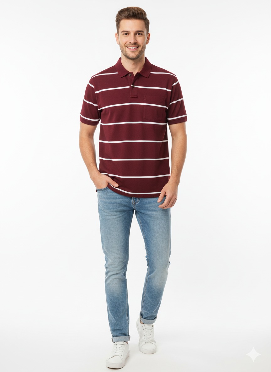 Maroon Lining Tshirt - Image 5