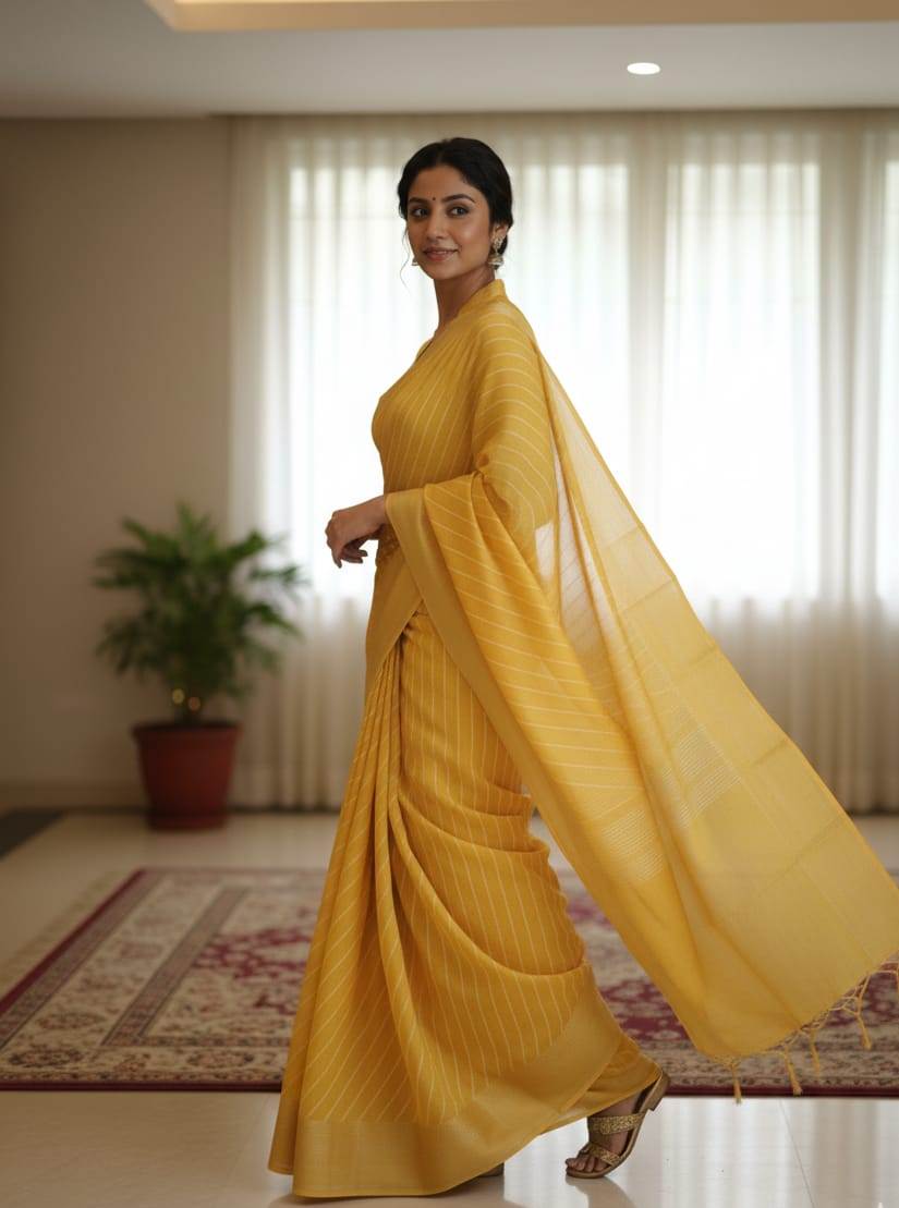 Yellow Banarasi Saree - Image 5