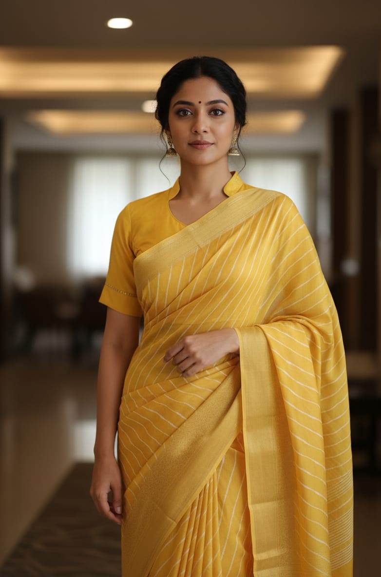 Yellow Banarasi Saree - Image 8