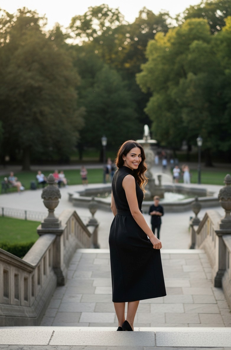 Black Dress With Belt - Image 4