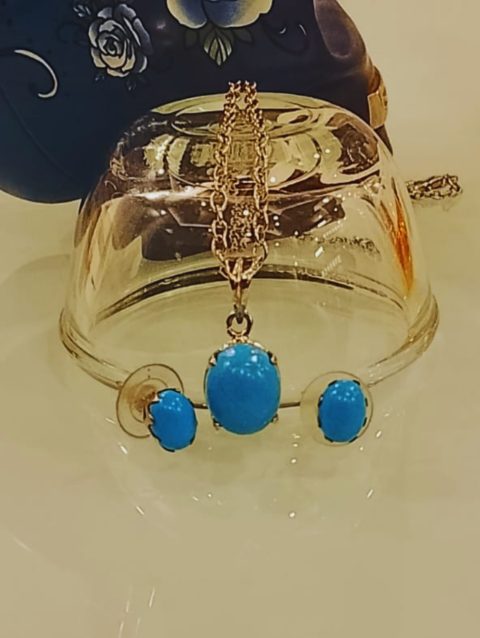 Blue ruby Silver Chain Set