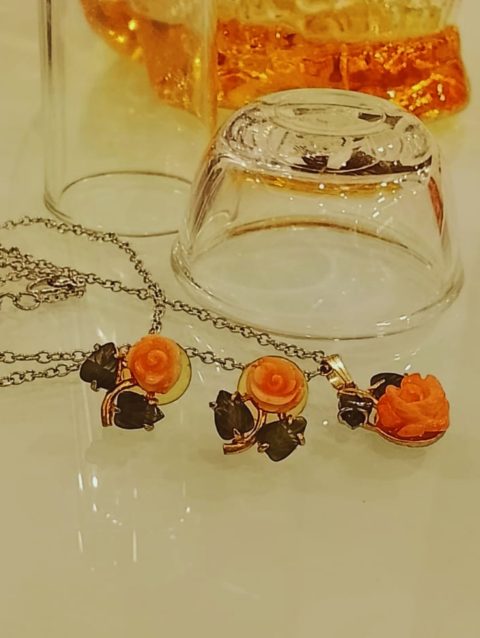 Orange Flower Jewellery Set