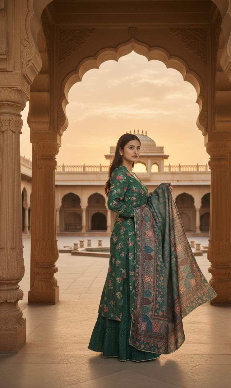 Dark Green Sharara suit - Image 3