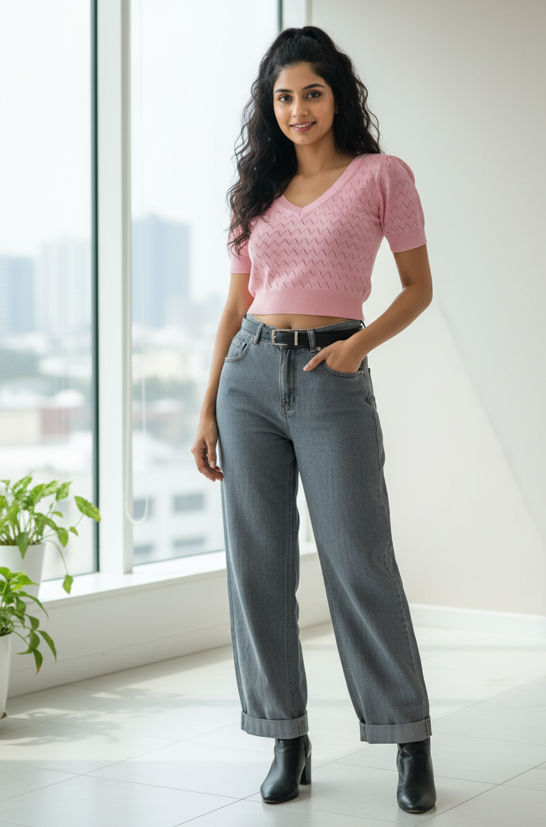 pink crop top