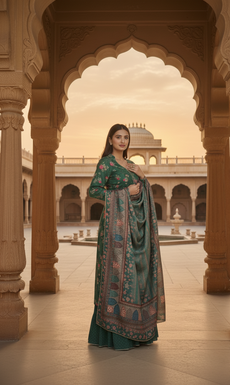 Dark Green Sharara suit - Image 4
