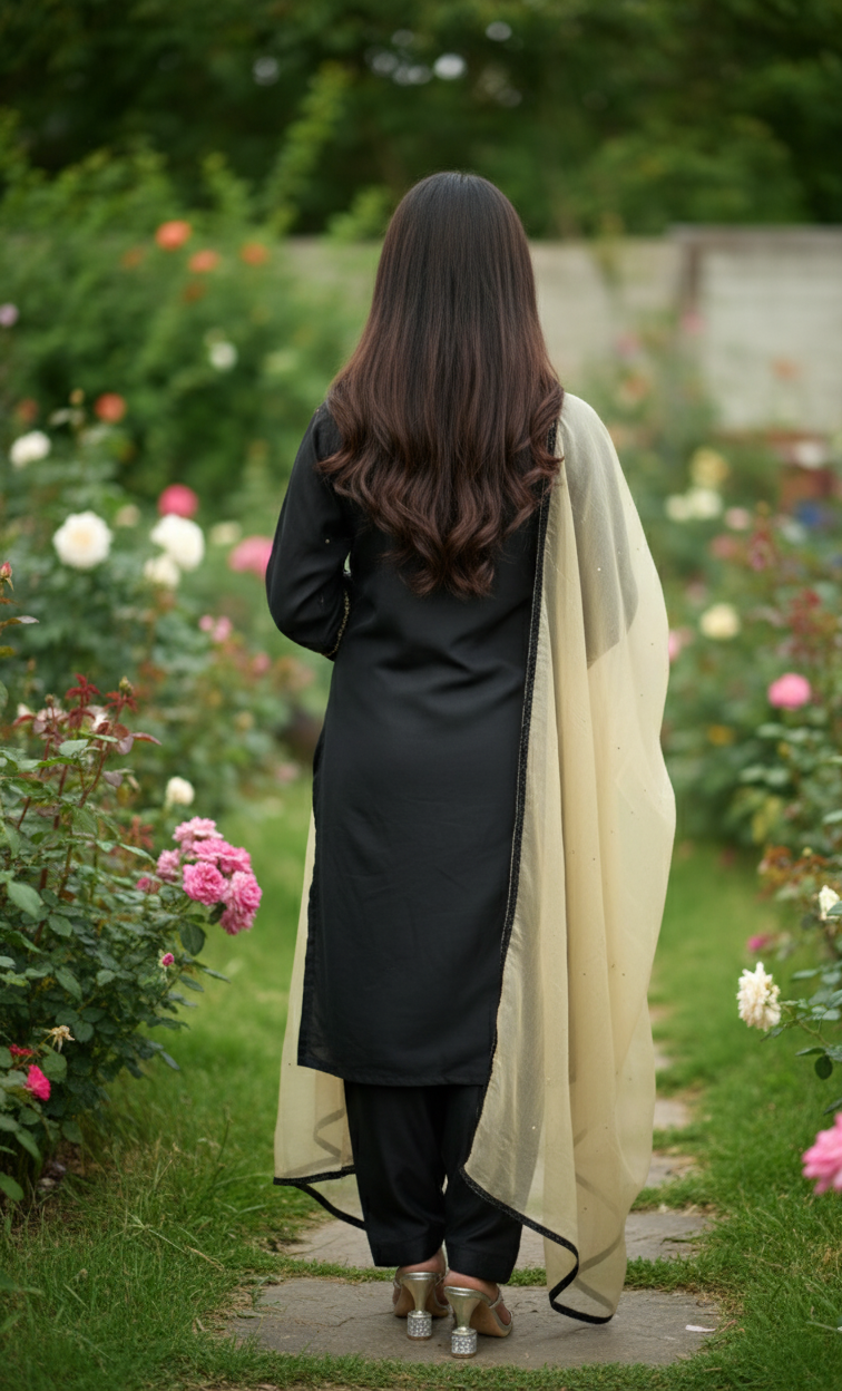 Black and Golden Pallazo Suit - Image 3