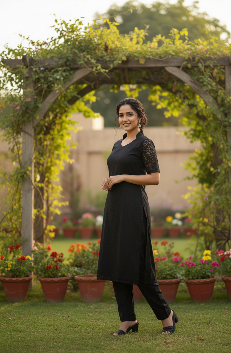 Black Suit With Yellow Dupatta - Image 2