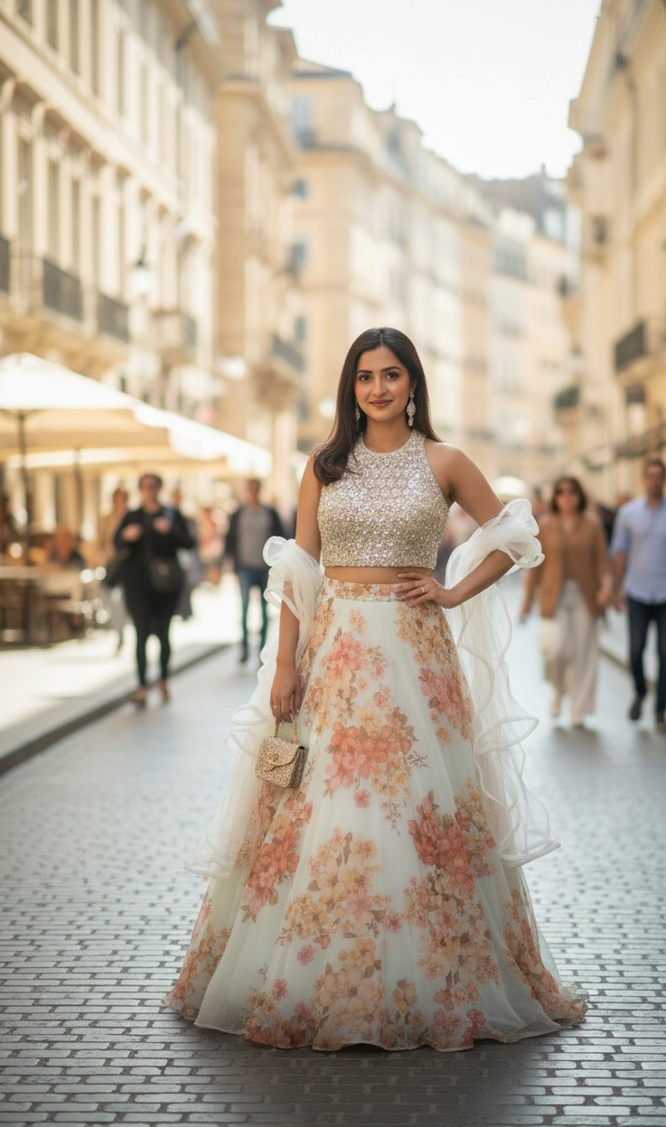 Sea green Lehanga - Image 5