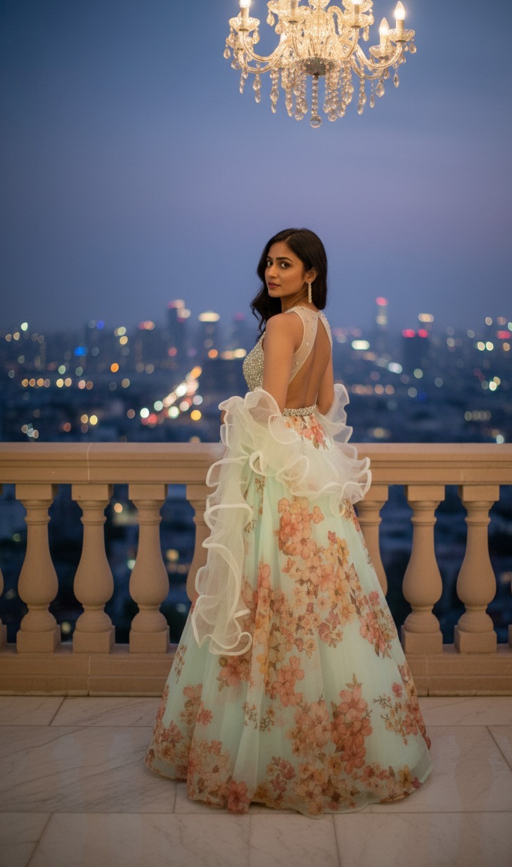 Sea green Lehanga - Image 3