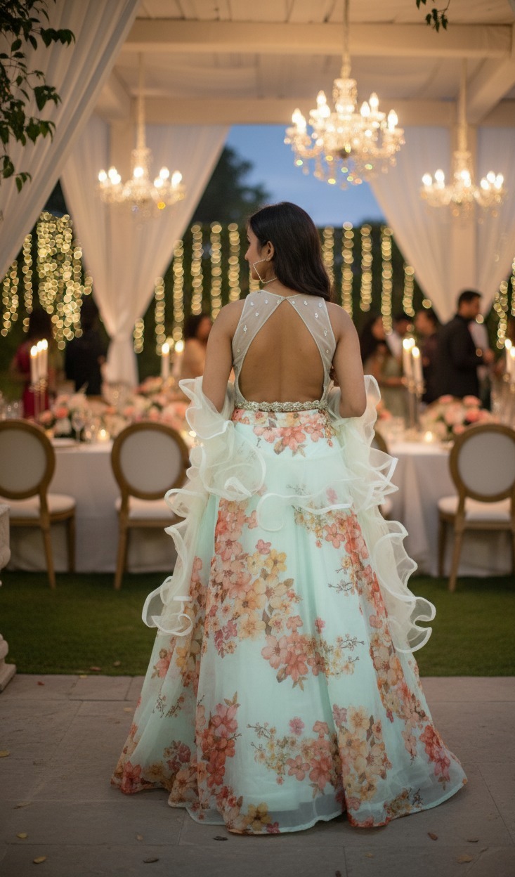 Sea green Lehanga - Image 4