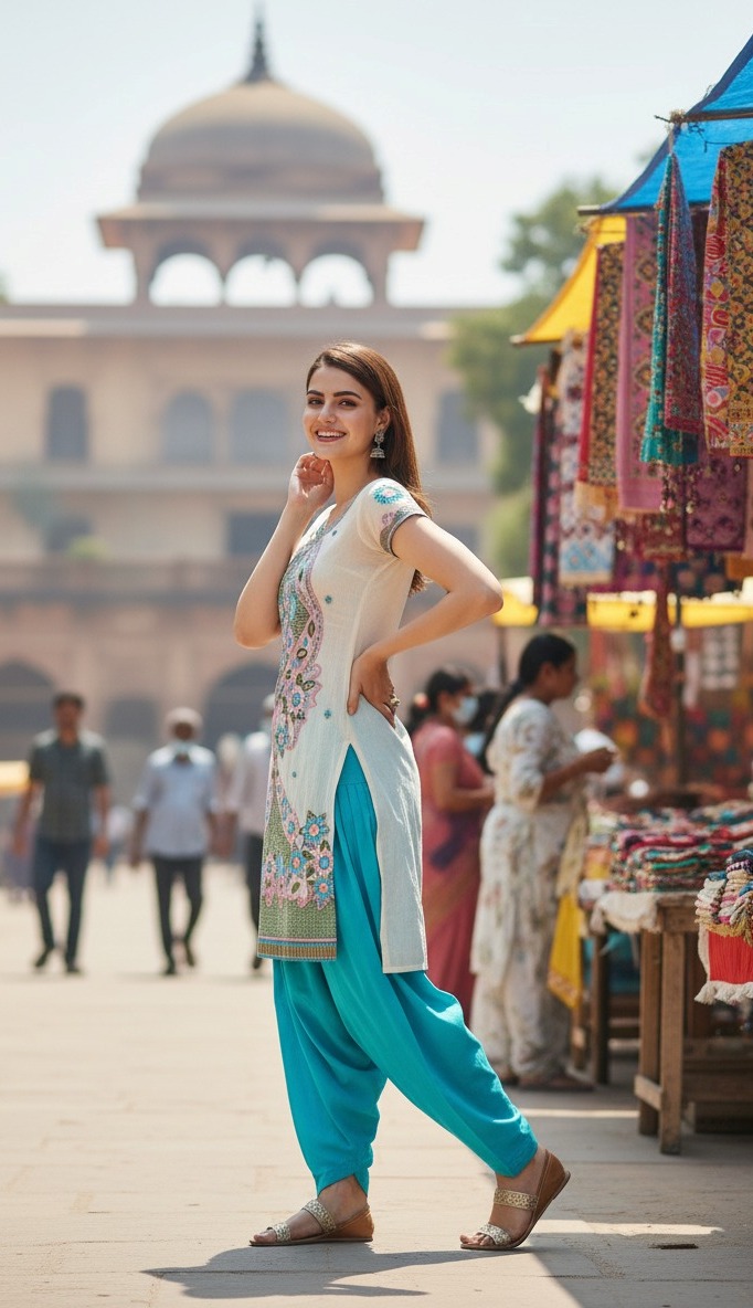 White and Blue Salwar Suit - Image 3