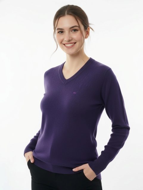 💜 Classic Purple V-Neck Sweater