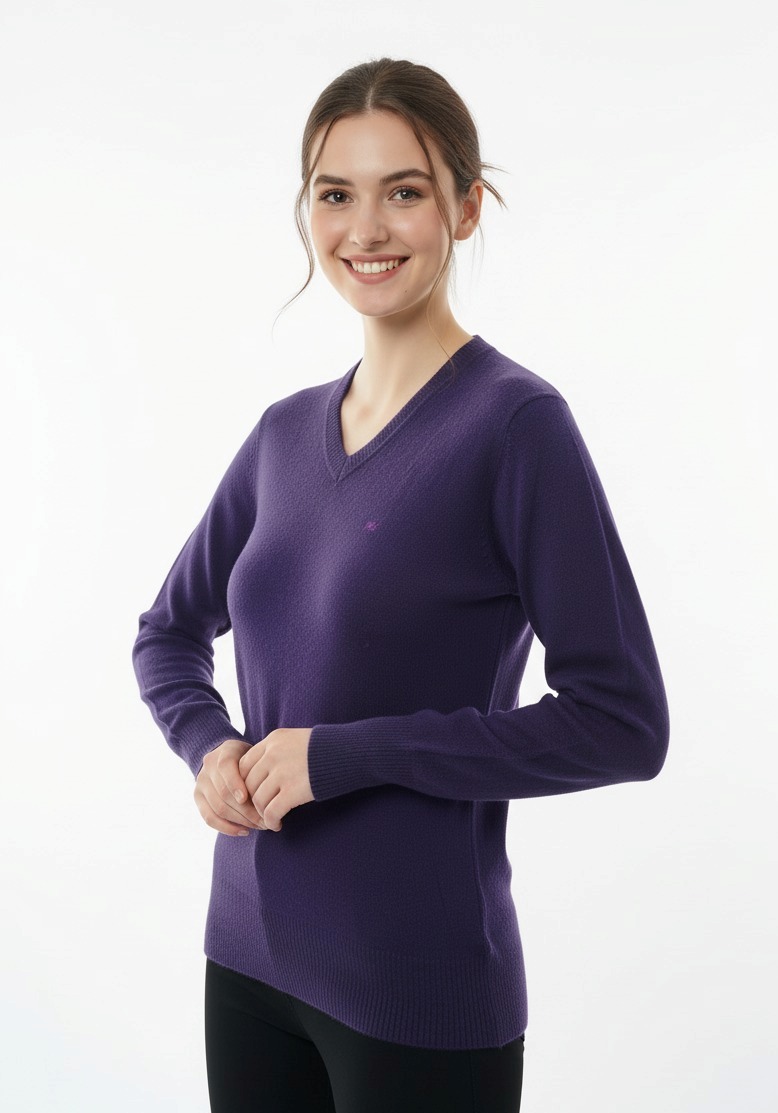 ๐ Classic Purple V-Neck Sweater - Image 3