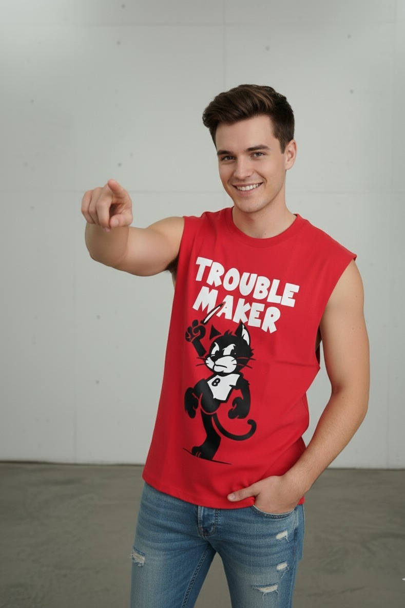 Red T-Shirt Sleveless - Image 6