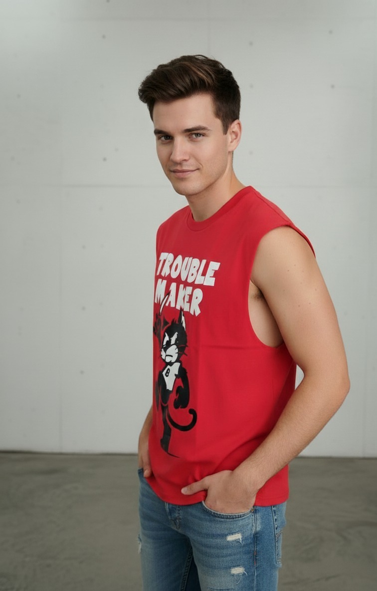 Red T-Shirt Sleveless - Image 5