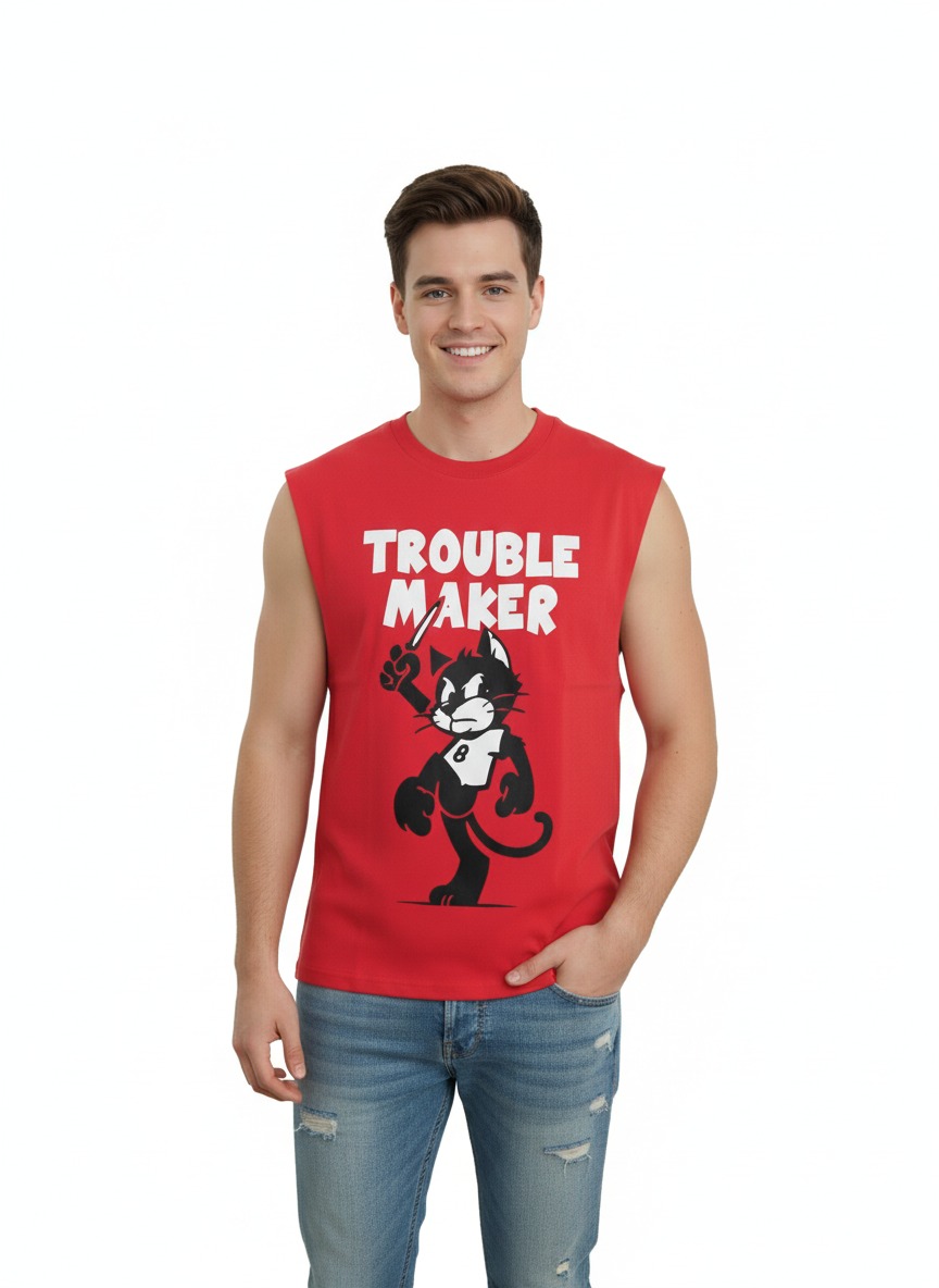 Red T-Shirt Sleveless - Image 4