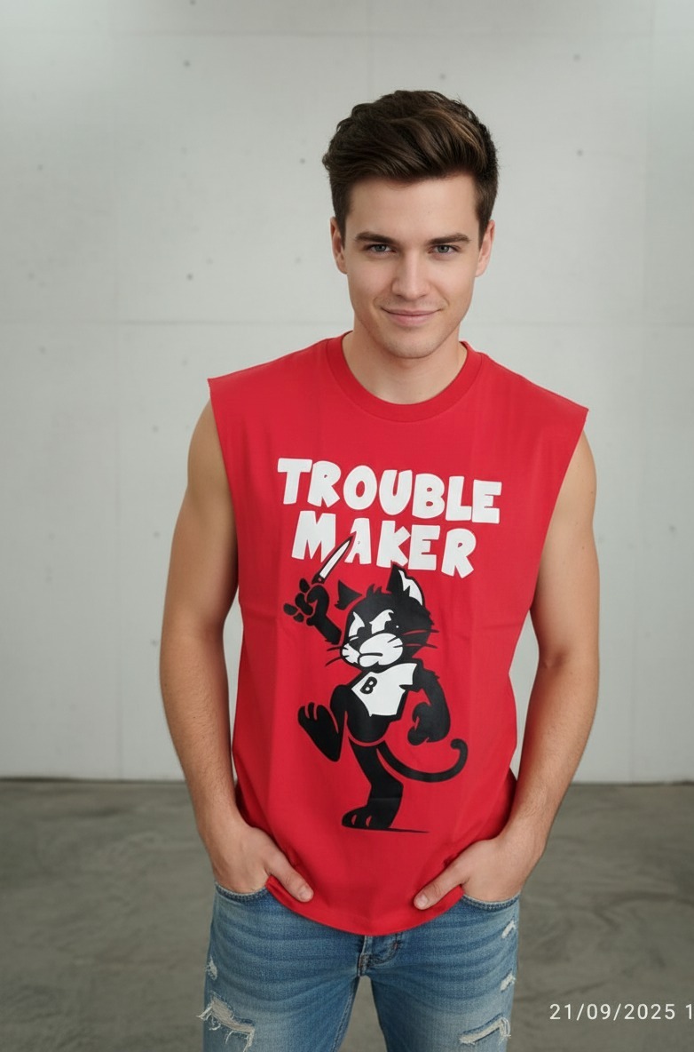 Red T-Shirt Sleveless - Image 3