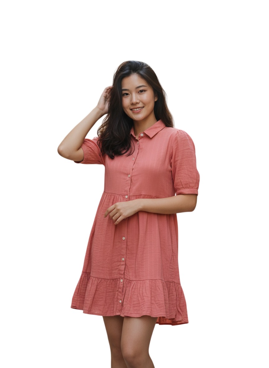 Coral mini-dress - Image 5