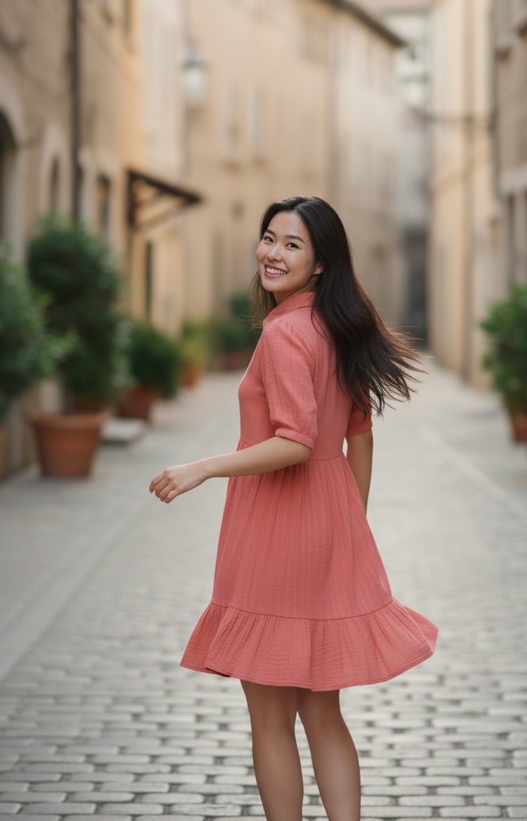 Coral mini-dress - Image 3