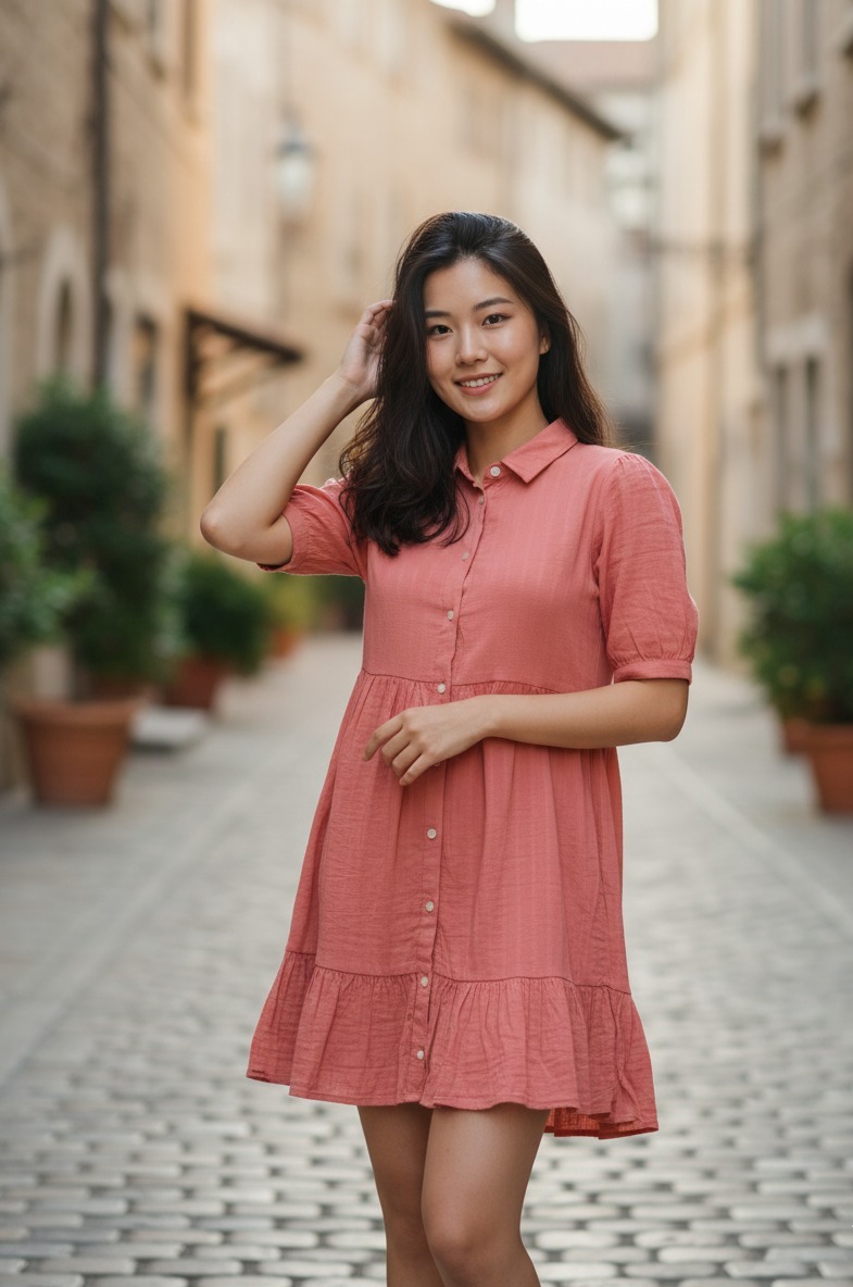 Coral mini-dress - Image 2
