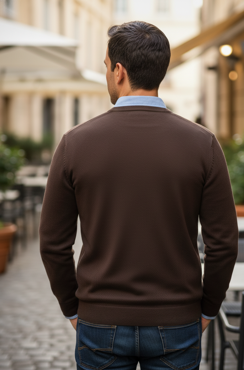 Brown V-neck sweater - Image 2
