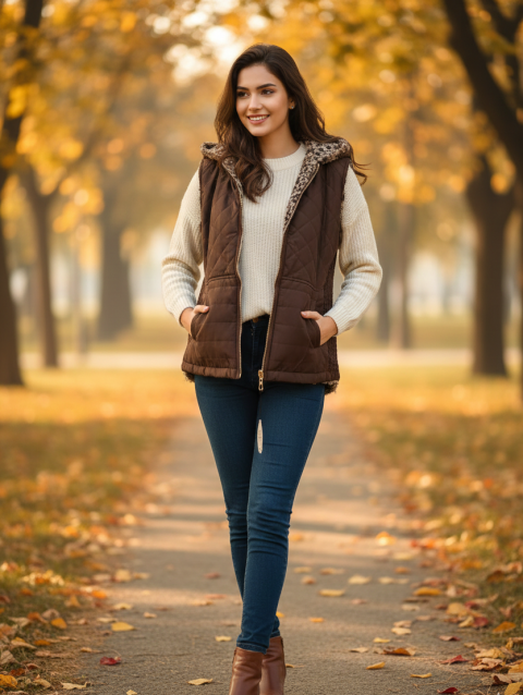 Brown Sleeveless Jacket