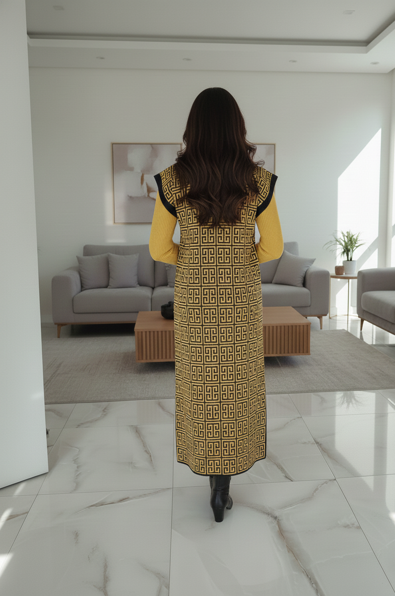 Yellow Bodycone one Piece with Long Shrug - Image 2