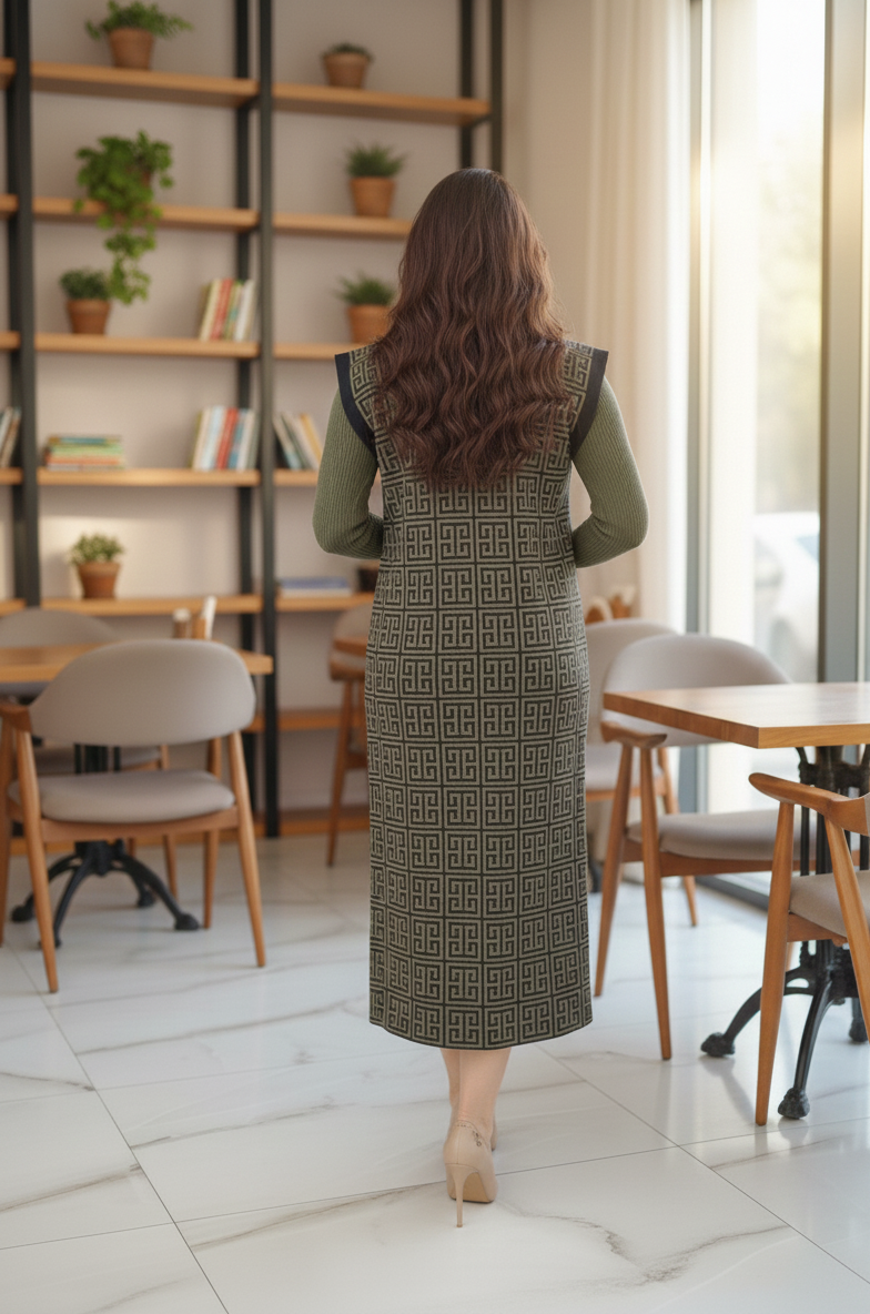 Olive Green Bodycone one Piece with Long Shrug - Image 4