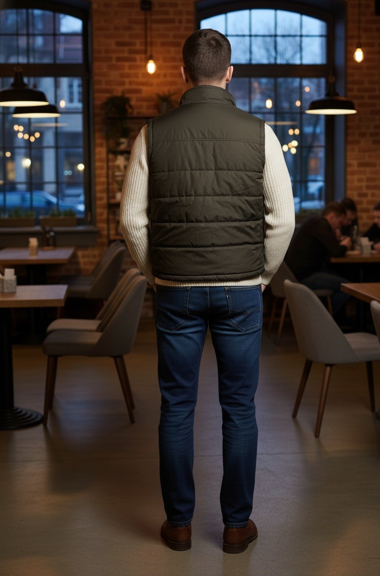 Military Olive Puffer Vest - Image 2