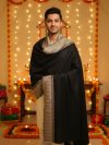Men's Black and Golden Pashmina Shawl (Lohi)