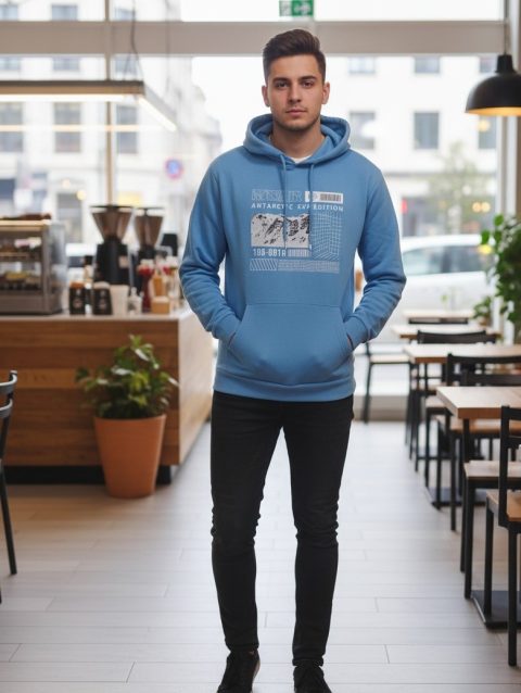 Men's Sky Blue Hoodie REOTAPE