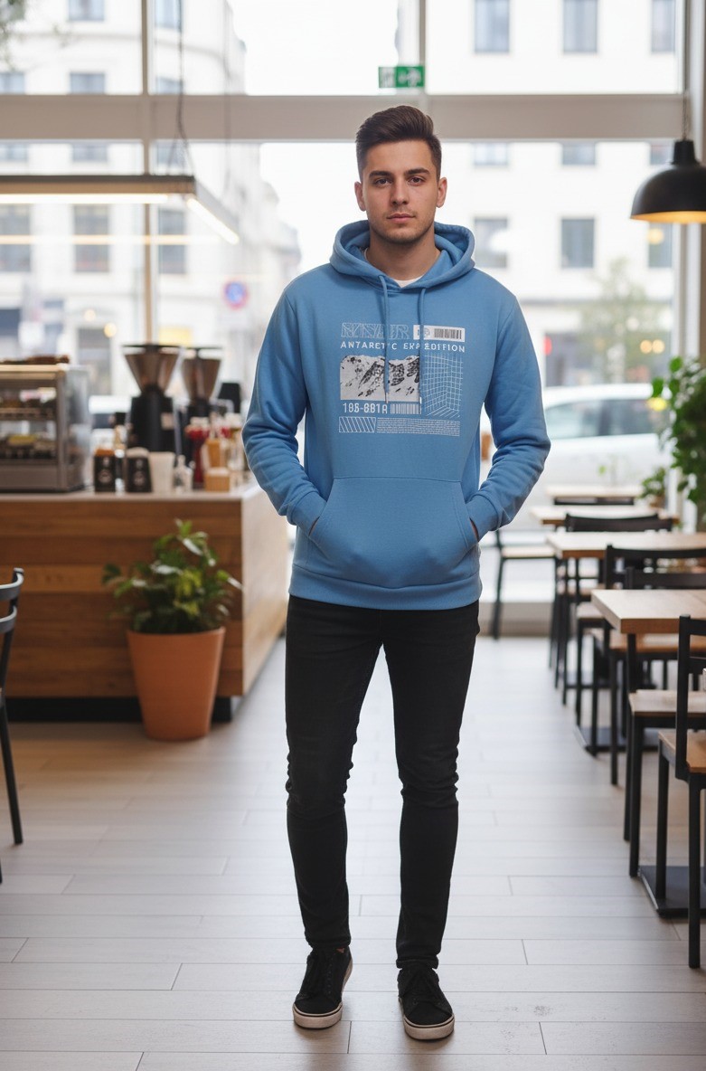 Men's Sky Blue Hoodie REOTAPE