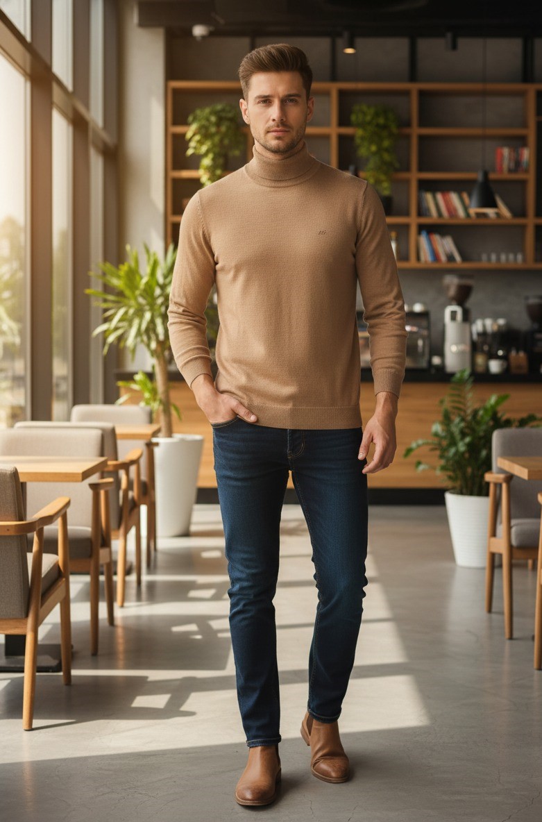 Light Brown High Neck