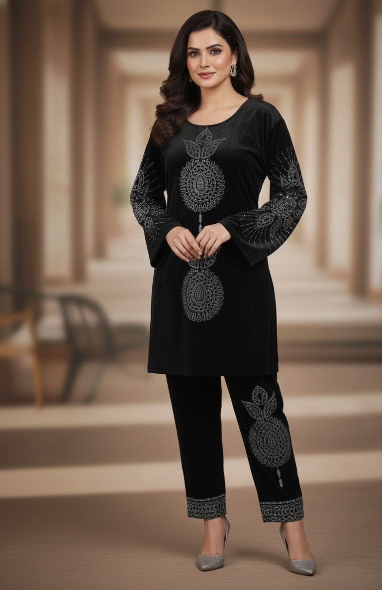 Black velvet co-ord set