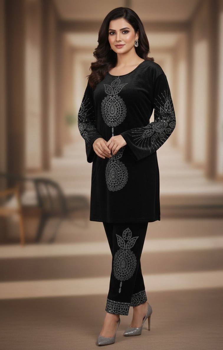 Black velvet co-ord set - Image 3