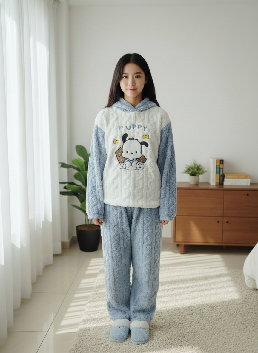 Blue-and-Cream Night Wear