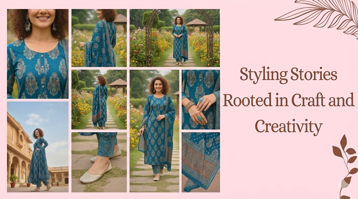 Best Summer Collection Ajrak Cotton Printed Kurta Set in Chandigarh-ADD