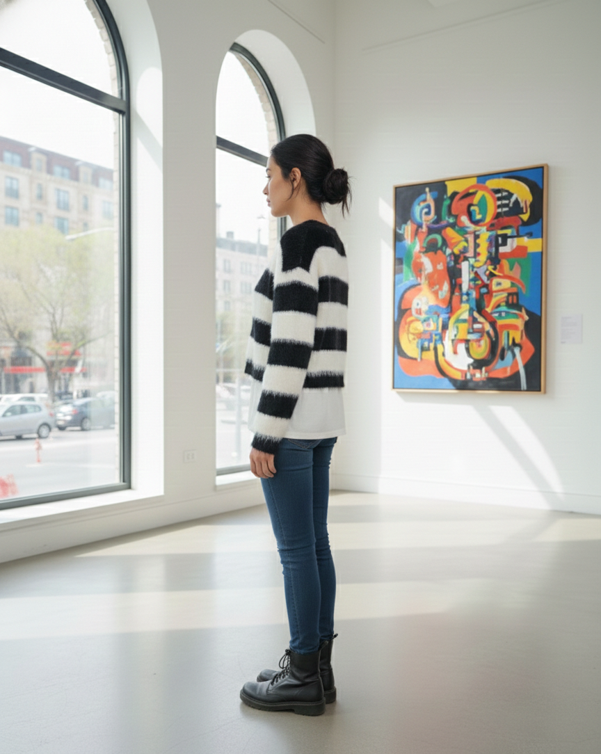 Black and White Crop Cardigan - Image 2